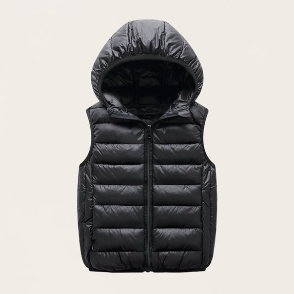 ZOYOEN Boys Outwear Vest with Hood- Lightweight Casual Full Zip Warm Quilted Jacket Black Size 12