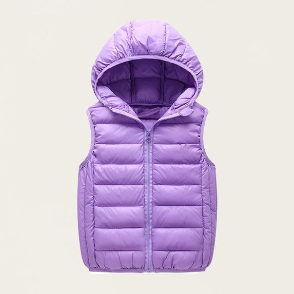 ZOYOEN Boys Outwear Vest with Hood- Lightweight Casual Warm Full Zip Quilted Jacket Purple Size 8