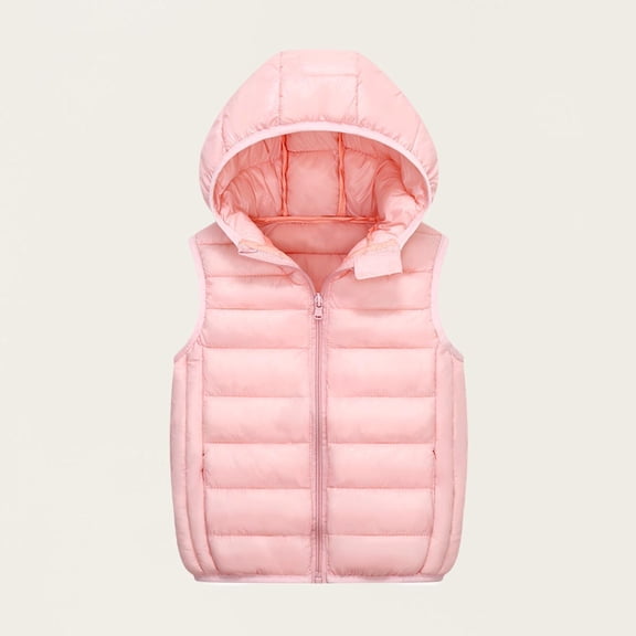 ZOYOEN Boys Outwear Vest with Hood- Warm Lightweight Casual Full Zip Quilted Jacket Pink Size 4 T