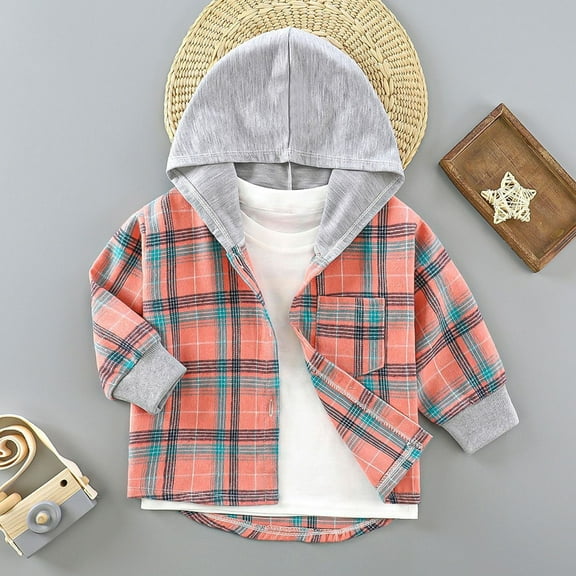 ZOYOEN Boys Plaid Hoodies- Button Down Casual Long Sleeve Kids Fall Jackets Multicolor Size 2-12