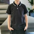 thumbnail image 1 of ZOYOEN Boys Polo Shirts with Button- Short Sleeve Casual Cotton Kids School uniforms Black Size 8 Years, 1 of 7