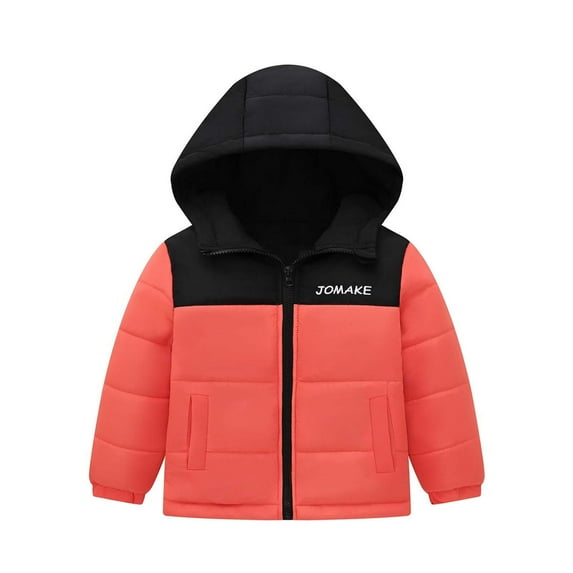 ZOYOEN Boys Puff Jacket with Hood- Long Sleeve Casual Warm Fashion Winter Coats Orange Size 9-10 Years