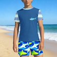 thumbnail image 1 of ZOYOEN Boys Rash Guard Swimsuits 2 Piece- Quick Dry Short Sleeve Kids Swim Trunks Swimwear Set Multicolor Size 11-12Years, 1 of 9