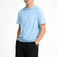 thumbnail image 1 of ZOYOEN Boys Short Sleeve Hoodie- Workout Casual Loose Quick Dry Hooded T Shirts Blue Size 10, 1 of 1