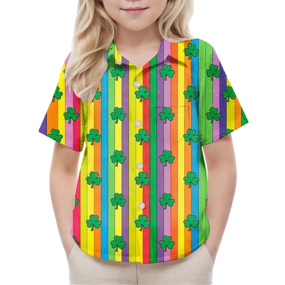 ZOYOEN Boys St Patricks Day Button Down Shirts- Casual Lapel Short Sleeve Lucky Kids Irish Clothes Green Size 10