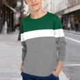 thumbnail image 1 of ZOYOEN Boys Striped T Shirts- Casual Crewneck Long Sleeve Fashion Kids Basic Tees Green Size 6, 1 of 7