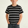 thumbnail image 1 of ZOYOEN Boys Striped T Shirts- Loose Fit Summer Short Sleeve Casual Cotton Tees Black Size 2-12, 1 of 6