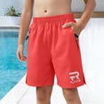 thumbnail image 1 of ZOYOEN Boys Swim Trunks with Zipper Pockets- Loose Fit Elastic Waist Lightweight Quick Dry Kids Board Shorts Red Size 8, 1 of 8