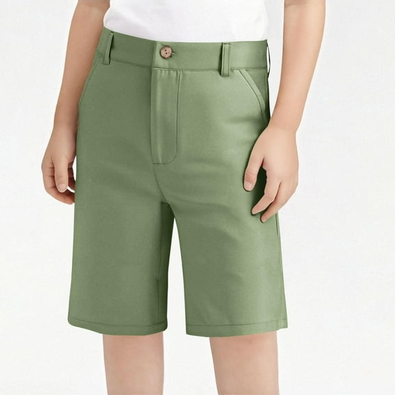 ZOYOEN Girls Chino Shorts with Pockets- Knee Length Pull On Casual School Uniform Army Green Size 6