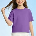 thumbnail image 1 of ZOYOEN Girls Cotton T Shirts- Casual Summer Soft Short Sleeve Kids Basic Tees Purple Size 10-12, 1 of 6