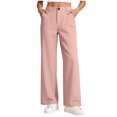 thumbnail image 1 of ZOYOEN Girls Dress Pants with Pockets- Casual Baggy High Waist Wide Leg Kids School Uniforms Pink Size 12 Years, 1 of 7