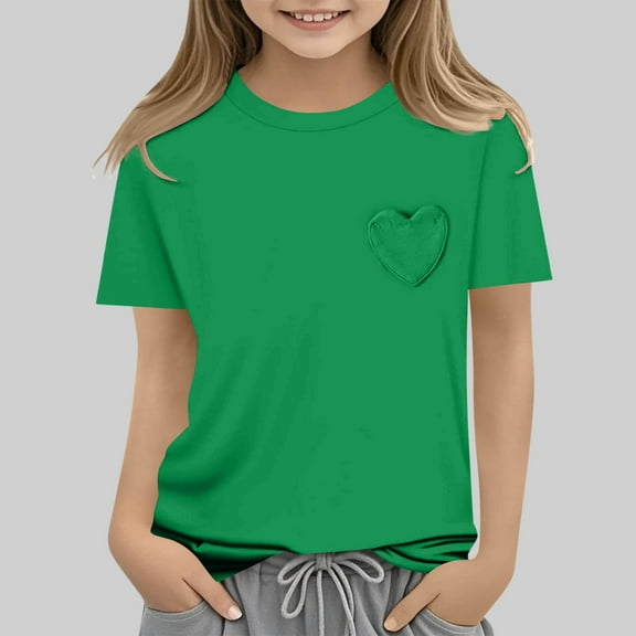 ZOYOEN Girls Fashion T Shirts- Short Sleeve Cute Casual Crewneck Summer Tops Green Size 14
