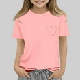 thumbnail image 1 of ZOYOEN Girls Fashion T Shirts- Short Sleeve Cute Casual Crewneck Summer Tops Pink Size 5T-14, 1 of 6