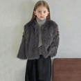 thumbnail image 1 of ZOYOEN Girls Faux Fur Coat- Open Front Casual Elegant Warm Kids Winter Coat Dark Gray Size 6, 1 of 5
