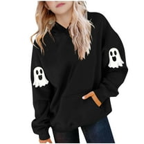 ZOYOEN Girls Halloween Ghost Hoodie- Pullover Cute Long Sleeve Funny Kids Sweatshirt Black Size 10