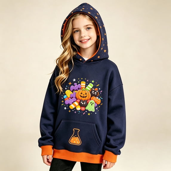ZOYOEN Girls Halloween Graphic Hoodie- Cute Long Sleeve Pullover Funny Kids Sweatshirt 4-12