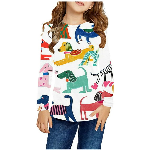 ZOYOEN Girls Long Sleeve T Shirts- Casual Fashion Crewneck Kids Graphic Tops Multicolor Size 11-12