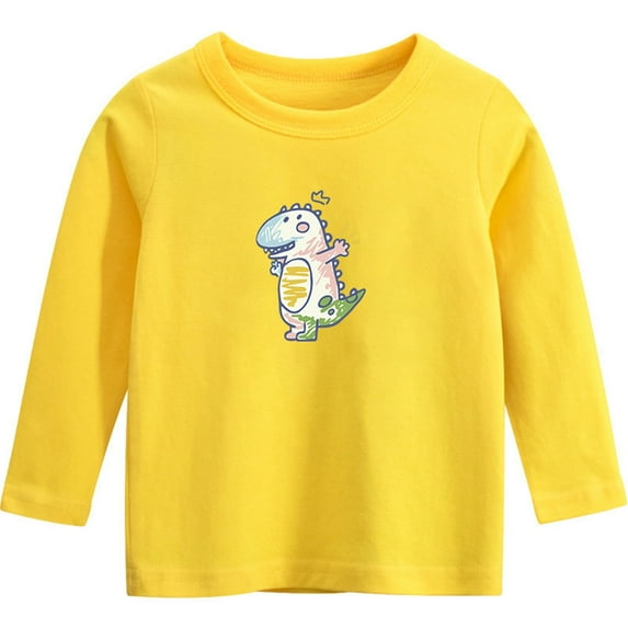 ZOYOEN Girls Long Sleeve T Shirts- Casual Fashion Crewneck Kids Graphic Tops Yellow Size 9 T