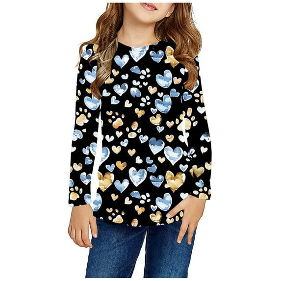 ZOYOEN Girls Long Sleeve T Shirts- Fashion Casual Crewneck Kids Graphic Tops Multicolor Size 11-12