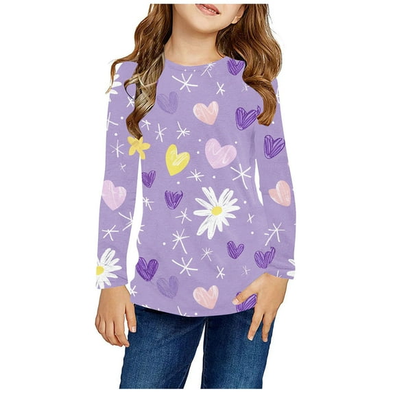 ZOYOEN Girls Long Sleeve T Shirts- Fashion Casual Crewneck Kids Graphic Tops Multicolor Size 4T