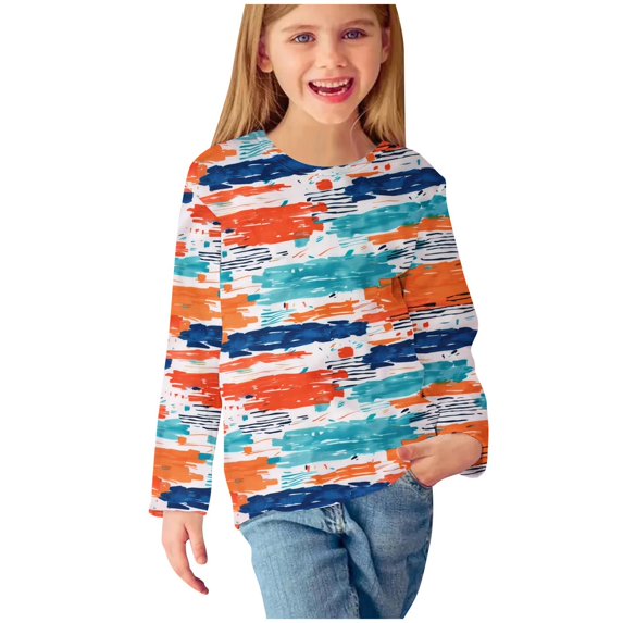 ZOYOEN Girls Long Sleeve T Shirts- Fashion Crewneck Casual Kids Graphic Tops Multicolor Size 7-8T