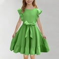 thumbnail image 1 of ZOYOEN Girls Ruffle Dresses- Cute Sleeveless Bow Tie Straps Birthday Gift Party Dress Green Size 4, 1 of 8