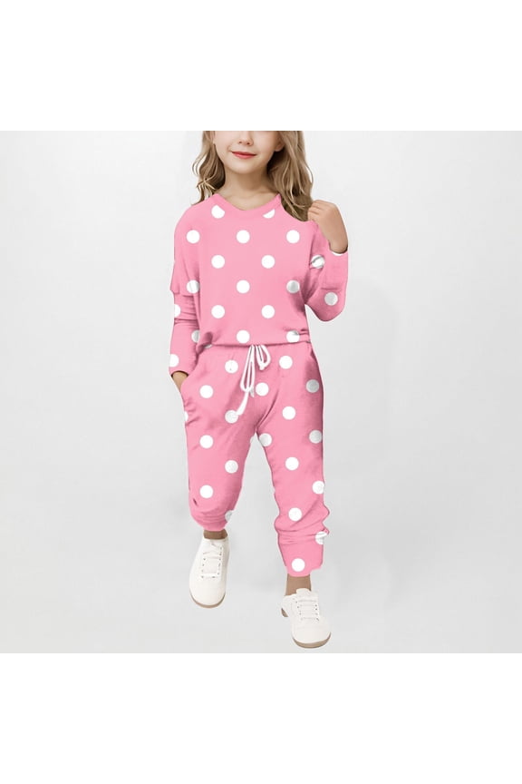 Girls Sweat Suit Sets- Fashion Casual Long Sleeve Soft Shirts and Jogger Pants Pink Size 5-6 Years