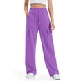 thumbnail image 1 of ZOYOEN Girls Sweatpants with Pockets- Drawstring Wide Leg Casual Baggy Cargo Pants Purple Size 4 Years, 1 of 7
