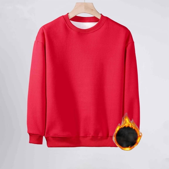 ZOYOEN Girls Sweatshirt Fleece Lined- Casual Long Sleeve Crewneck Warm Kids Fall Winter Tops Red Size 12