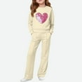thumbnail image 1 of ZOYOEN Girls Sweatsuits 2 PC Sets- Casual Sparkl Long Sleeve Cute Pullover Tops and Sweatpants Beige Size 12, 1 of 5