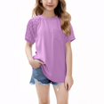 thumbnail image 1 of ZOYOEN Girls T Shirts 2025- Casual Cute Trendy Lace Short Sleeve Kids Summer Tops Purple Size 6, 1 of 9
