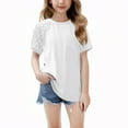 thumbnail image 1 of ZOYOEN Girls T Shirts 2025- Cute Lace Short Sleeve Trendy Casual Kids Summer Tops White Size 6, 1 of 9