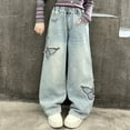 thumbnail image 1 of ZOYOEN Girls Trendy Jeans- Cute Casual Elastic Waist Denim Pants with Pockets Blue Size 10, 1 of 7