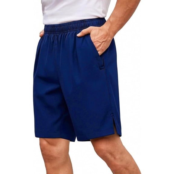 ZOYOEN Mens Athletic Shorts with Pockets- Built In Drawstring Elastic Waist Quick Dry Lightweight Workout Shorts Blue Size XL