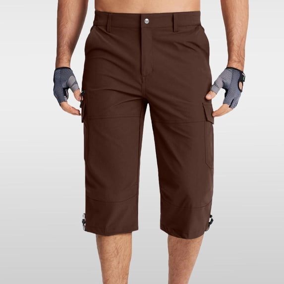 ZOYOEN Mens Capris Pockets with Pockets- Relaxed Fit Comfort Waist Stretch Casual Cargo Shorts Brown Size 34