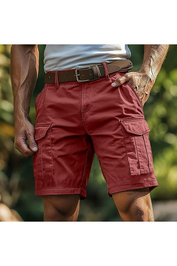 Mens Cargo Shorts Relaxed Fit- Durable Casual Comfortable Waist Hiking Shorts