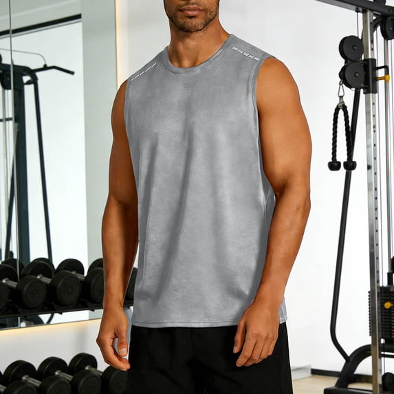ZOYOEN Mens Gym Tank Tops- Quick Dry Summer Breathable Sleeveless Muscle Shirts Gray Size XS