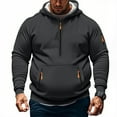 thumbnail image 1 of ZOYOEN Mens Hoodies Big and Tall- Fashion Long Sleeve Half Zip Casual Pullover Sweatshirt Dark Gray Size M, 1 of 5
