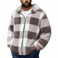 thumbnail image 1 of ZOYOEN Mens Plaid Fleece Jackets with Hood- Loose Casual Warm Zip Up Winter Jacket Khaki Size M, 1 of 2
