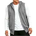 thumbnail image 1 of ZOYOEN Mens Sleeveless Hooded Vest- Adjustable Drawstring Casual Loose Fit Full Zip Fall Jacket Outwear Gray Size S, 1 of 4