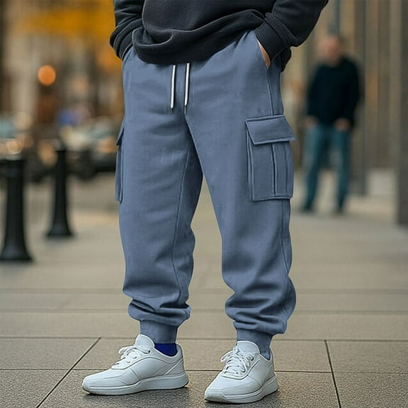 ZOYOEN Mens Sweatpants with Pockets- Elastic Waist Drawstring Baggy Casual Cargo Pants Joggers Navy Size 2XL