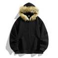 thumbnail image 1 of ZOYOEN Mens Winter Hoodies- Zip Up Warm Casual Long Sleeve Faux Fur Hood Jacket Black Size 3XL, 1 of 9