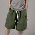 thumbnail image 1 of ZOYOEN Teen Boys Cargo Shorts- Casual Relaxed Fit Summer Cotton Kids Drawstring Shorts Army Green Size 16, 1 of 4
