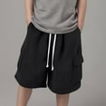 thumbnail image 1 of ZOYOEN Teen Boys Cargo Shorts- Cotton Summer Relaxed Fit Casual Kids Drawstring Shorts Black Size 10, 1 of 4