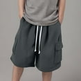 thumbnail image 1 of ZOYOEN Teen Boys Cargo Shorts- Relaxed Fit Casual Cotton Summer Kids Drawstring Shorts Dark Gray Size 16, 1 of 4