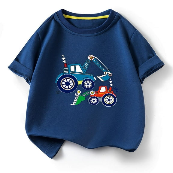 ZOYOEN Toddler Boys Graphic T Shirts- Cute Casual Short Sleeve Cotton Kids Summer Tops Navy Size 6 Months