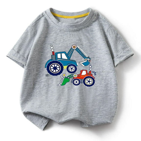 ZOYOEN Toddler Boys Graphic T Shirts- Short Sleeve Casual Cotton Cute Kids Summer Tops Gray Size 6 T