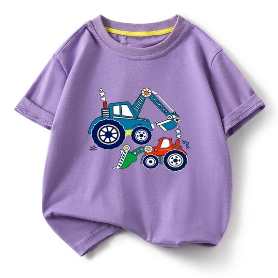 ZOYOEN Toddler Boys Graphic T Shirts- Short Sleeve Casual Cotton Cute Kids Summer Tops Purple Size 3 T
