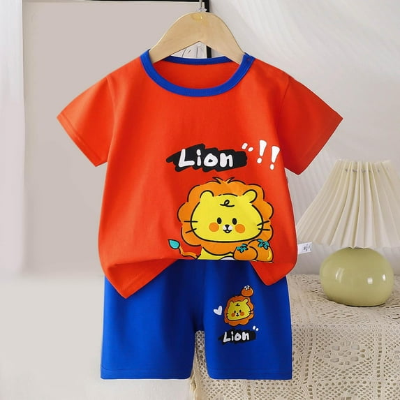 ZOYOEN Toddler Boys Outfit Sets- Short Sleeve Cute Summer Soft Cotton Shirts and Shorts Kids Clothes Red Size 4 T