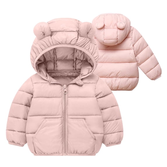 ZOYOEN Toddler Boys Puffer Jacket with Hood- Warm Long Sleeve Casual Full Zip Winter Coats Pink Size 5 T